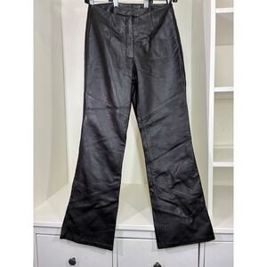 Wilsons Leather Pelle Studio Black Leather Flared Pants Size 2 Mid Rise Moto